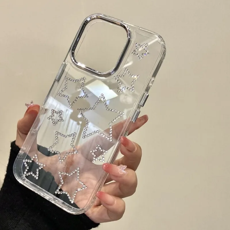 Chic 3D Bling Rhinestone Love Heart Phone Case - Aesthetic Clear Shell