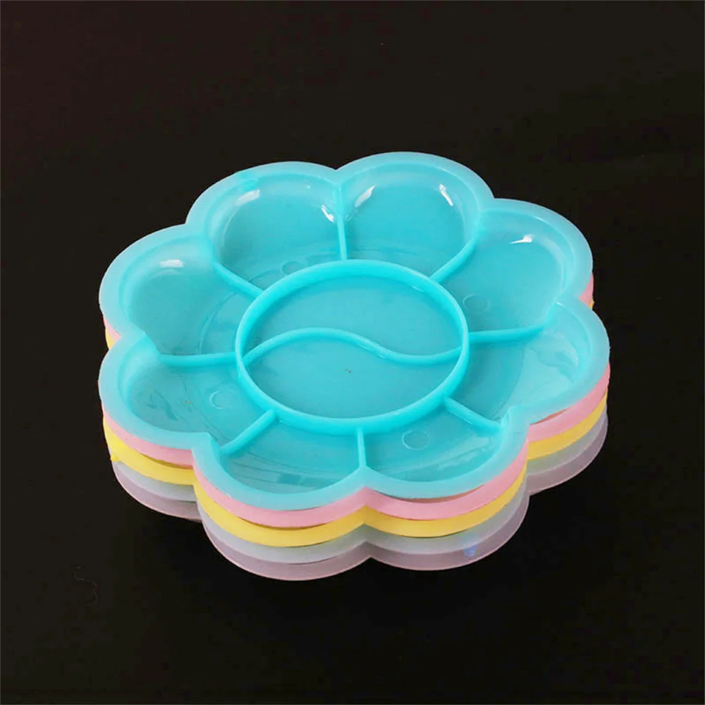 5pcs Plum-Shaped Blossom Palette  8 Cells Paint Tray Artist Watercolor White Paint Container Plastic Art Paint Box Diy Graffiti 4