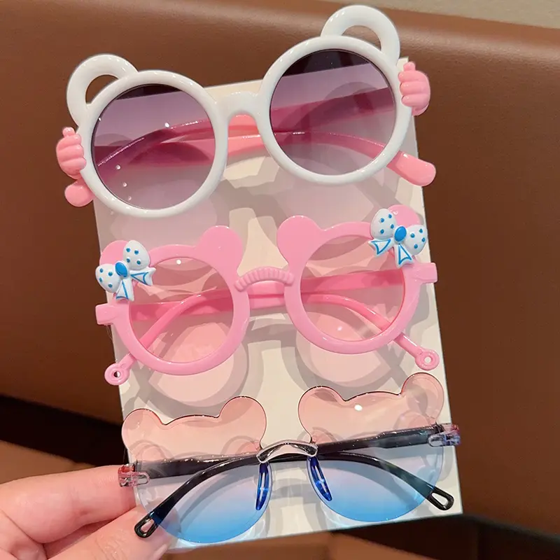 2/3Pcs Boy Girl Cute Bear Frame Bowknot Kids Children Fashion Glasses Eyewear - Image 8