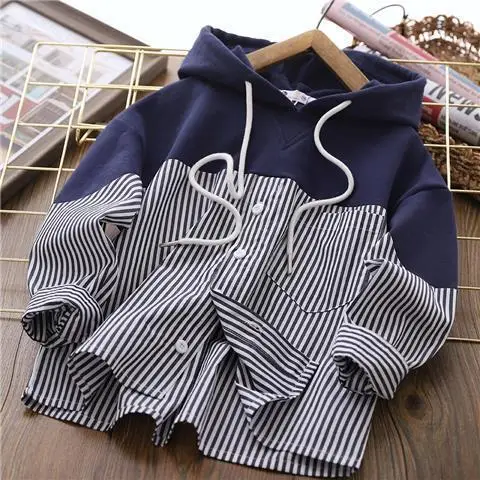 Boys' long sleeve coat spring and autumn new children's leisure hooded top medium and large children's clothing bottomed shirt