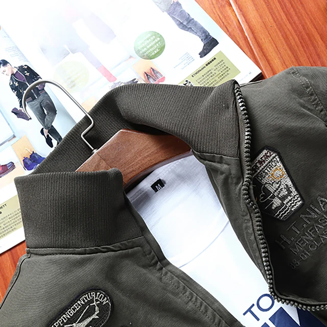 Men's New Solid Color Simple Logo Multi-Pocket Collar Spring And Fall Casual Versatile Trend Fashion Outdoor Aviator Jacket 6