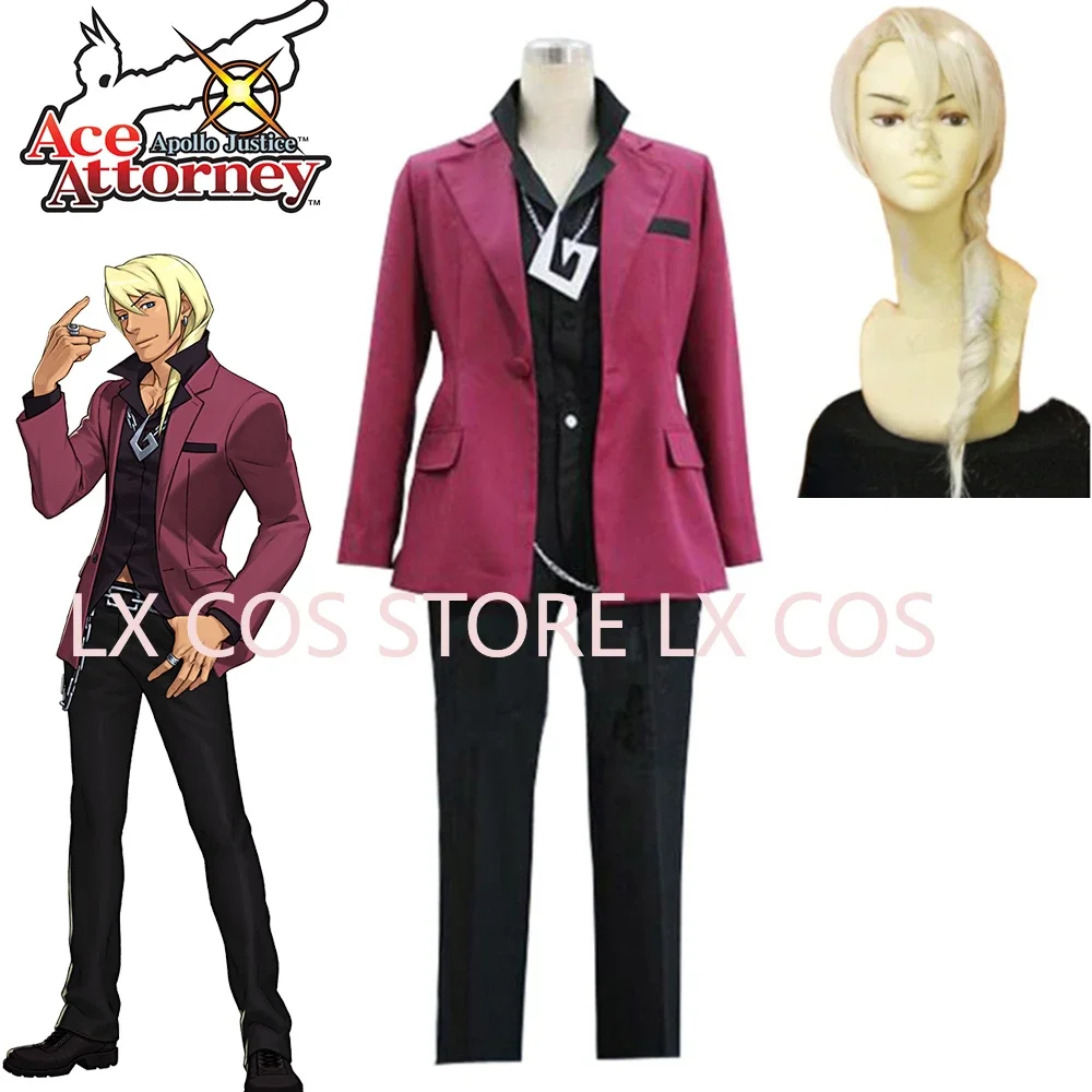Apollo Justice Ace Advanction Klavier Gavin Justice Costume Cosplay Set Taglia Personalizzata