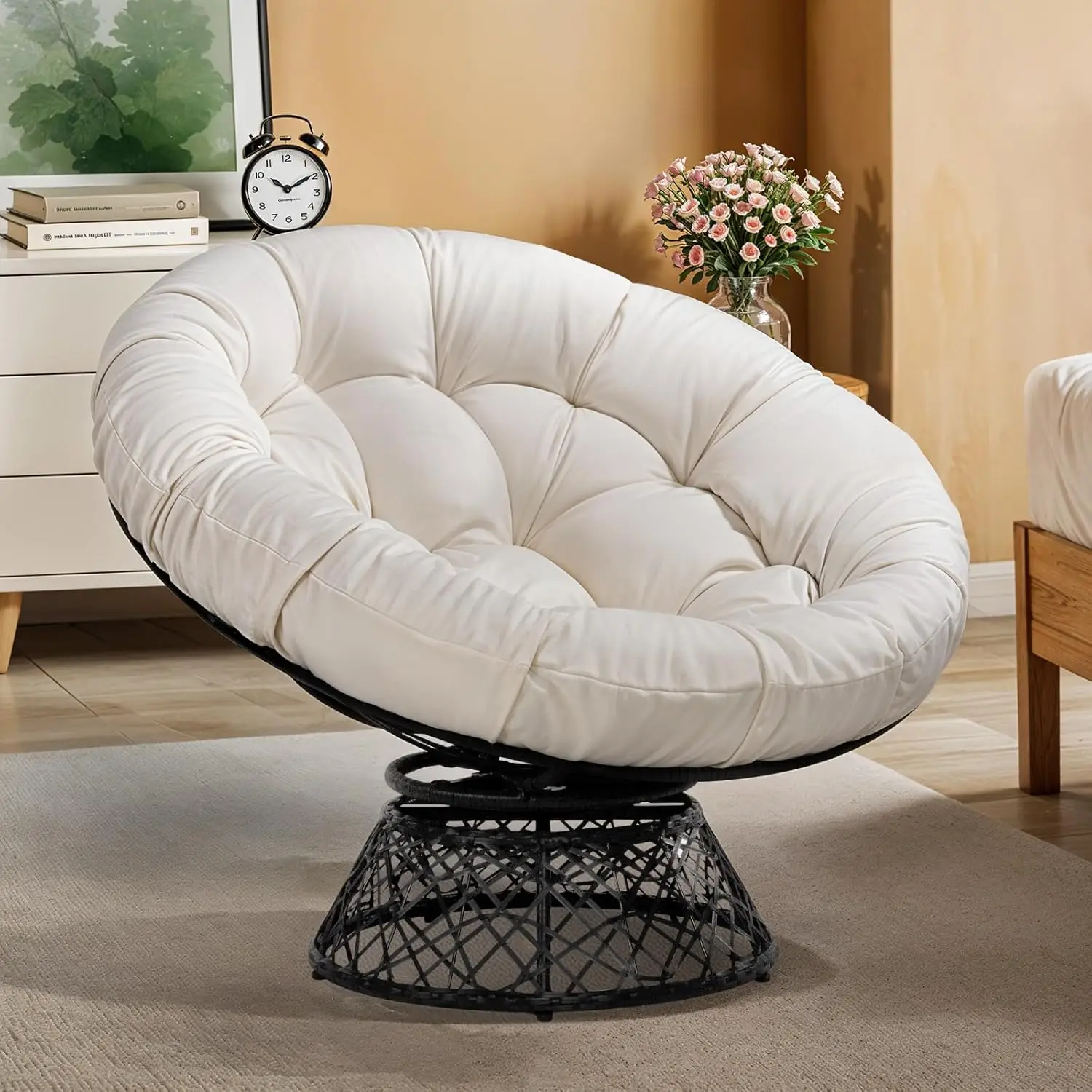 Oversized 360 ° Obrotowe krzesło ogrodowe Papasan z grubą poduszką 6 cali z EU za $99.37 / ~371zł