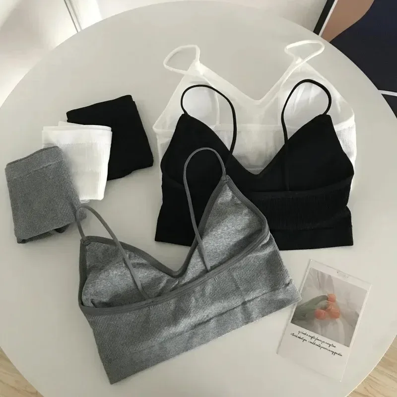 Women's Sports Bra Set Underwear Korean Style Push Up No Steel Ring Sexy Tube Top High Elastic Panty