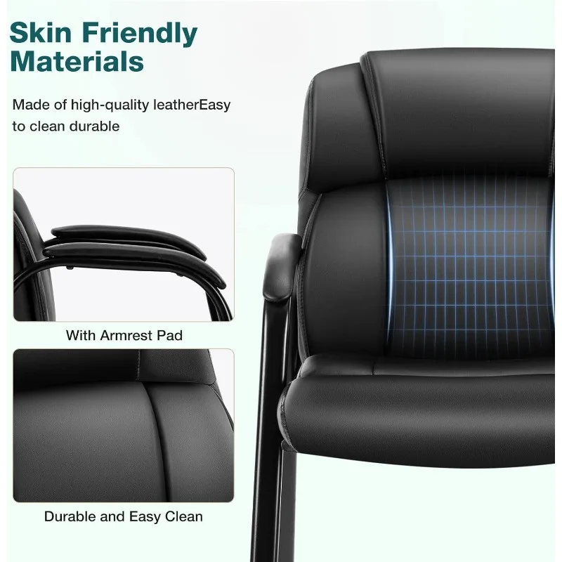 Description Picture 6 of itemWaiting Room Reception Chairs Set of 4, Leather Office Desk Guest Stationary Side Chair with Padded Arms