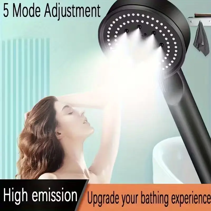 1PC High Flow Handheld Shower Head with 5-Mode Pressurized for Bathtub Portable Adjustable Spray Handheld Shower Head