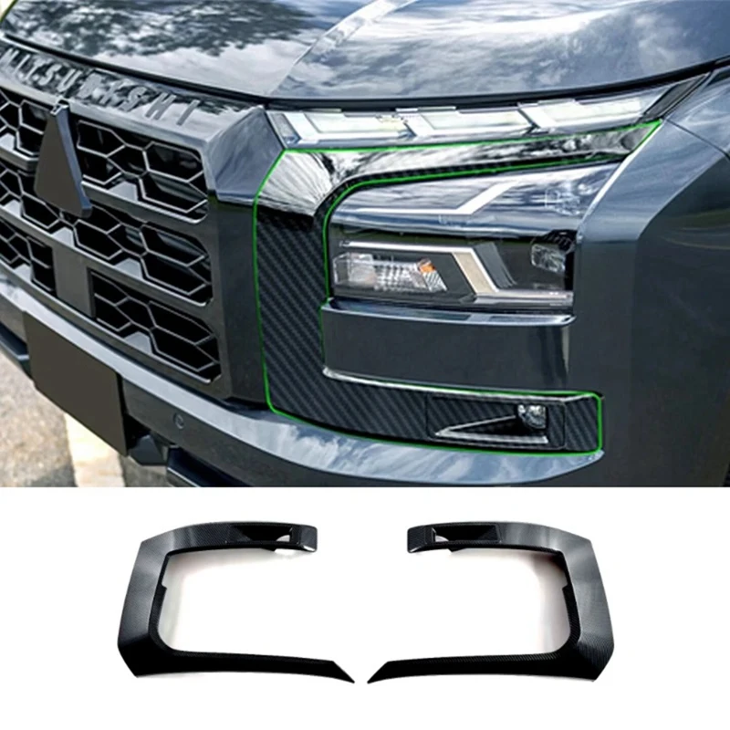 

For Mitsubishi Triton / L200 2024 Headlight Lamp Eyebrow Headlight Cover Fog Light Lamp Cover Trim Easy To Use Carbon Fiber
