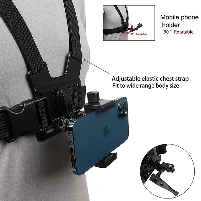 Harnais de ceinture de sangle de montage de poitrine de téléphone pour 360 support de Clip de téléphone portable pour iPhone 13 Xiaomi Samsung Gopro Hero 10 9 8 7 4