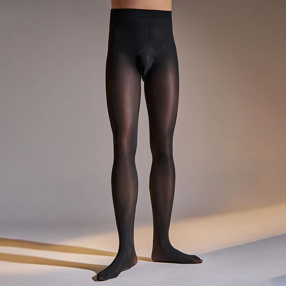 Sexy Plus Size Men Pantyhose Ultra-Thin Sheer Shiny Stockings Tights Underwear Stretch Long Leggings For Man Stockings
