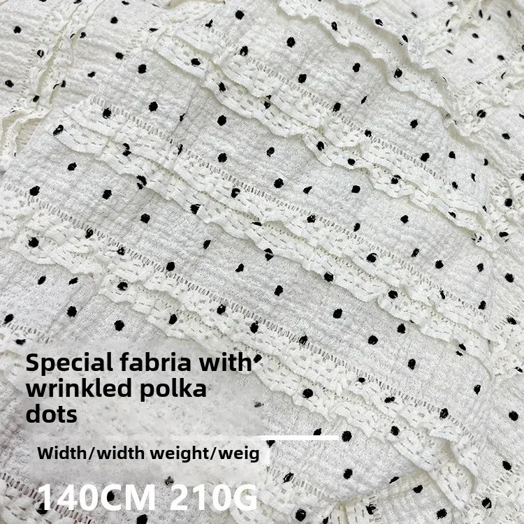 Elastic Polka Dot Lace Fabric Wide Leg Pants Skirt Children's ClothingAccordion Pleat Wood Grain Edge Fabric Design