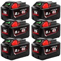 6 Pack 18V 8.0Ah Battery Replace For All Milwaukee M18 8000mAh Cordless Power Tools Lithium-Ion Battery Compatible With Milwauke