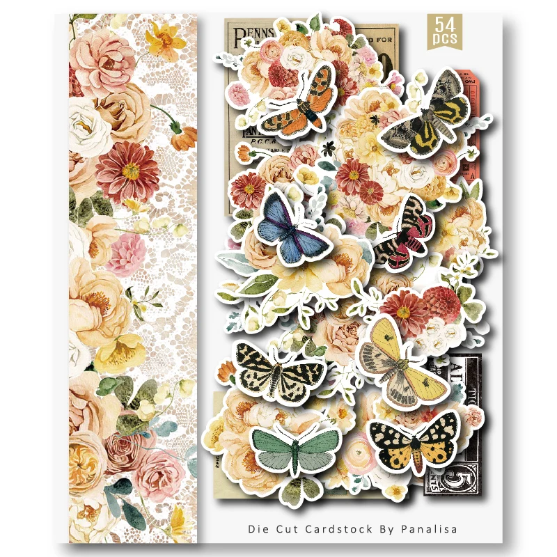 Panalisacraft 20 styles 12 inch Vintage Cardstock Die Cuts Collection Kit Scrapbooking Planner/Card Making/Journaling Project 