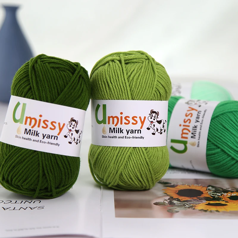 4pcs X50g Knit Yarn Crochet Threads Milk Ball