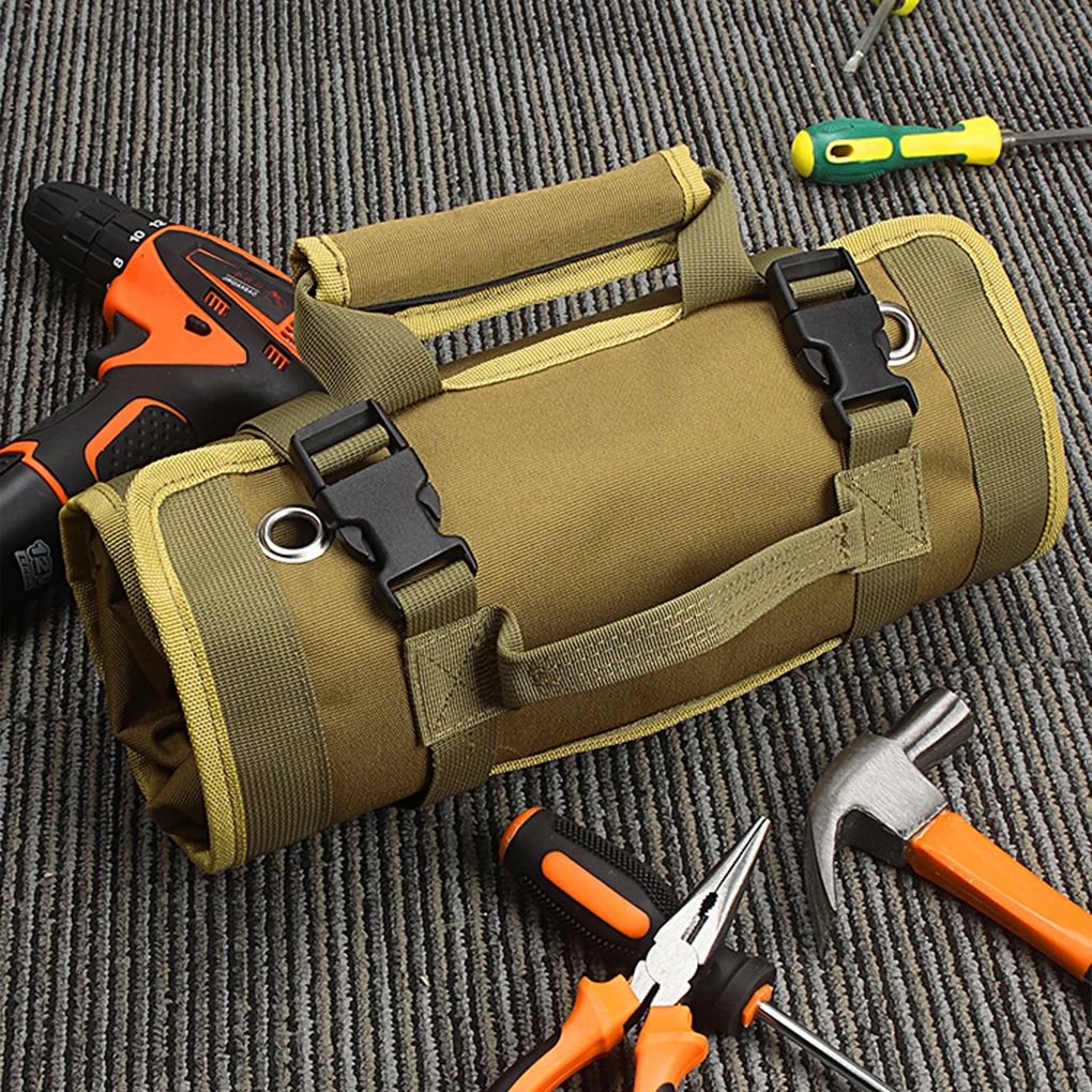 

Cloth Bag For Tool Tool Heavy Pouch Durable Reliable Roll Multi-pocket Organized Tool Pouch Durable Duty khaki