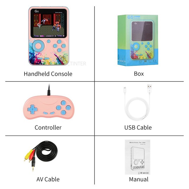 Game Console Handheld Game Consoles Built-in 500 Retro Classic Games AV Out Video Game Player Support 2 Player Gamepad