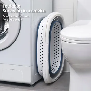 접이식 플라스틱 빨래 바구니, 접이식 팝업 욕실 더러운 옷 바구니, 가정용 플라스틱 대형 보관 용기 상품 이미지