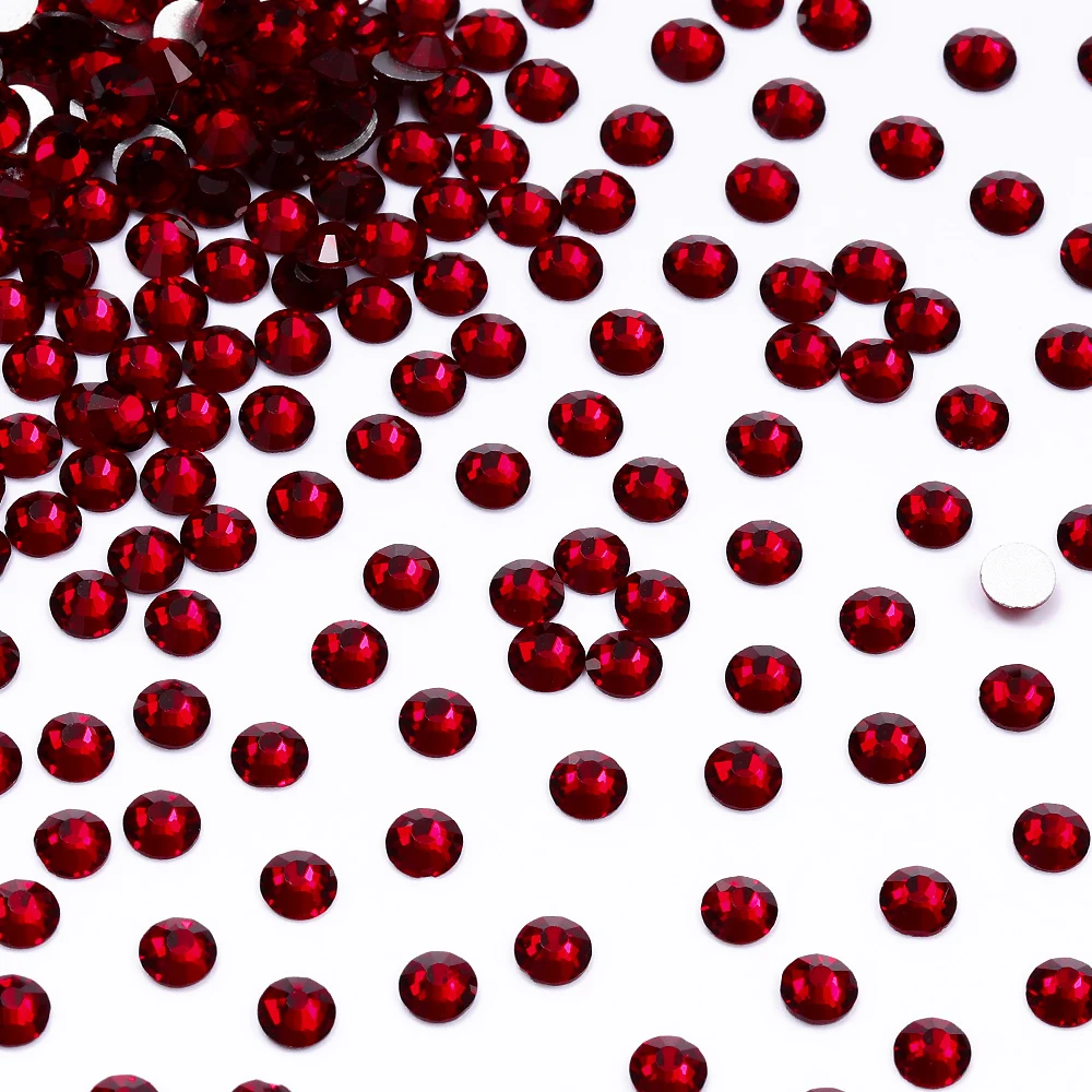 QIIY SS3-SS60 Rote Serie Glas-Strasssteine, superheller Kristall, rund, nicht Hotfix, flache Rückseite, zum Aufkleben auf 3D-Steinen für DIY-Nagelkunst – Detail 18