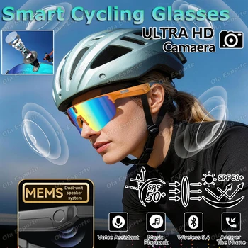 Nuovi Occhiali da Ciclismo Smart AI con Fotocamera HD 8MP, Registrazione Video, Anti-vibrazione, Chiamate Bluetooth, Impermeabili IP66, Occhiali Sportivi Intelligenti