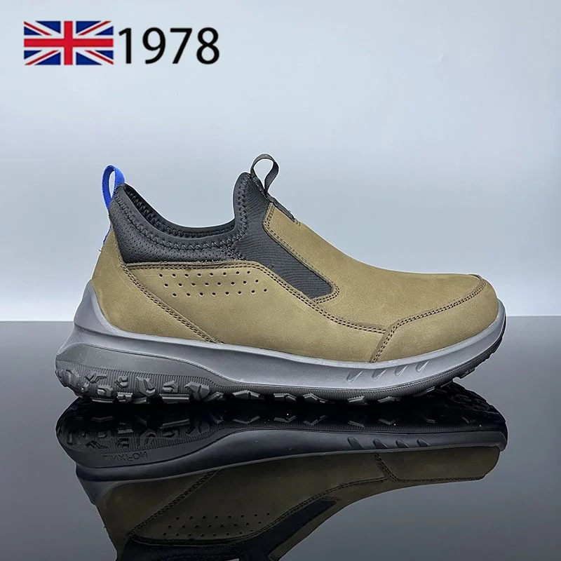 Men's casual sports shoes light comfortable breathable lazy shoes spring autumn walking solid color Genuine leather Men