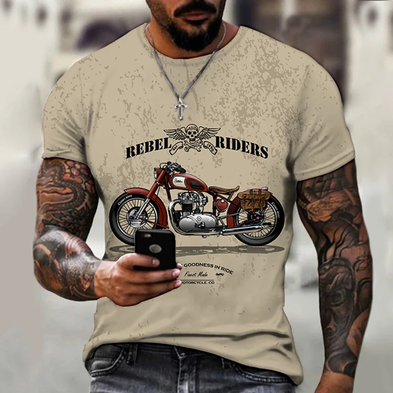 

Men's T-shirt Tees Retro Motorcycle Patterns 3D Print O-Neck Clothes Style Male Loose Funny Short Sleeve Fashion Hip Hop Casual