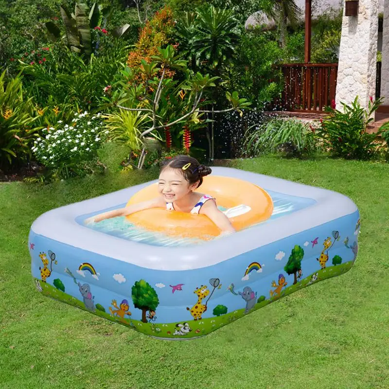 Inflatable Swimming Pool For Kids Square Thickened Foldable Paddling Space-Saving Family