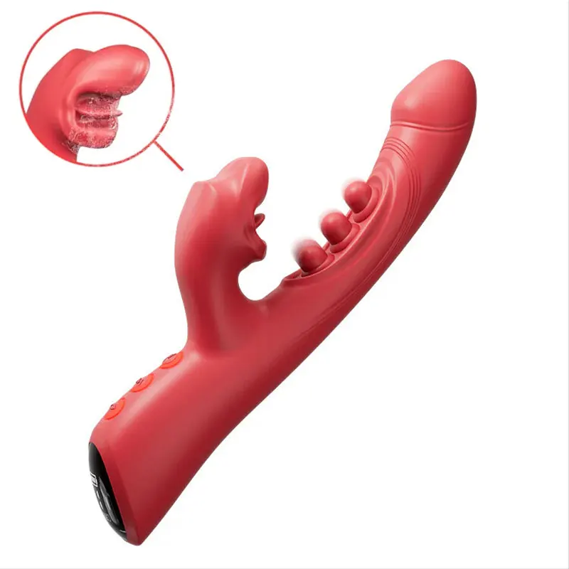 4 in 1 Tongue Licking Clitoral Vibrator with 9 Flapping & 8 Biting Vibration Modes G Spot Stimulator Dildo Sex Toys for Women 18
