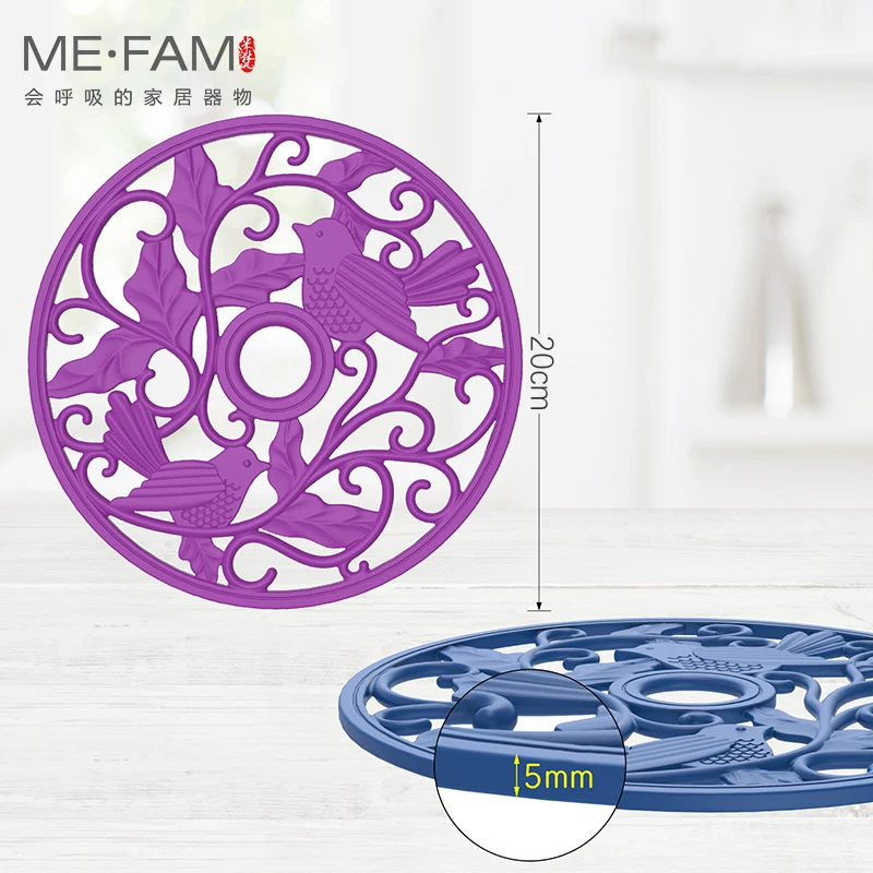 3-In-1 Detachable Round Silicone Trivet Mat - 7.9 Inches