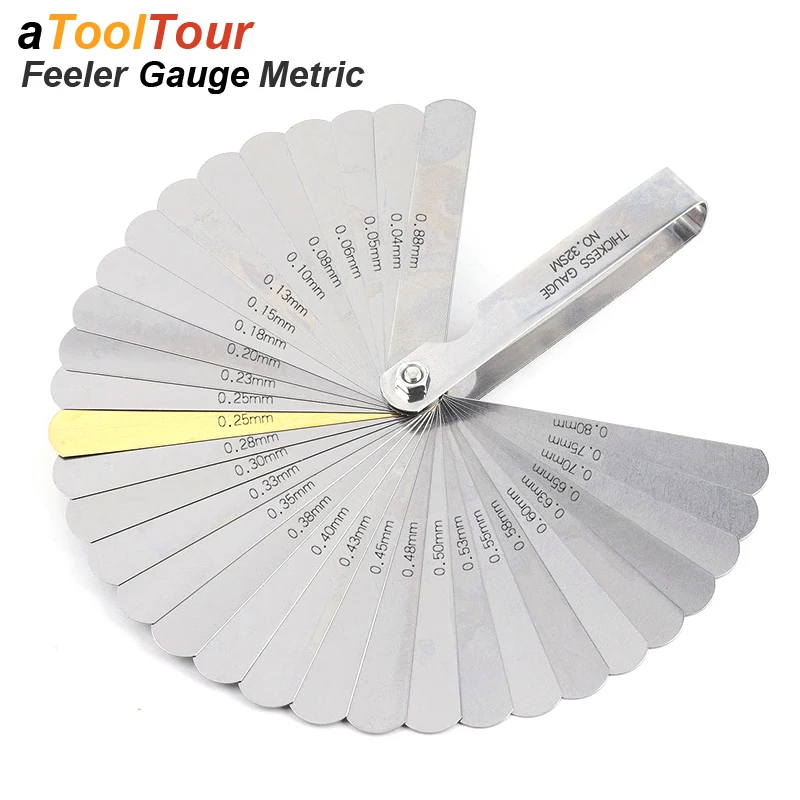 Metric Thickness Feeler Gauge 32 Blades Set Tappet With Brass Gap