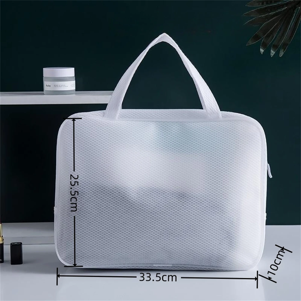 Traveling Essentials Goods Organizer Bags PVC Waterproof Toiletry Wash Handbag Portables Mesh Fabric Home Versatile Storage Box 2