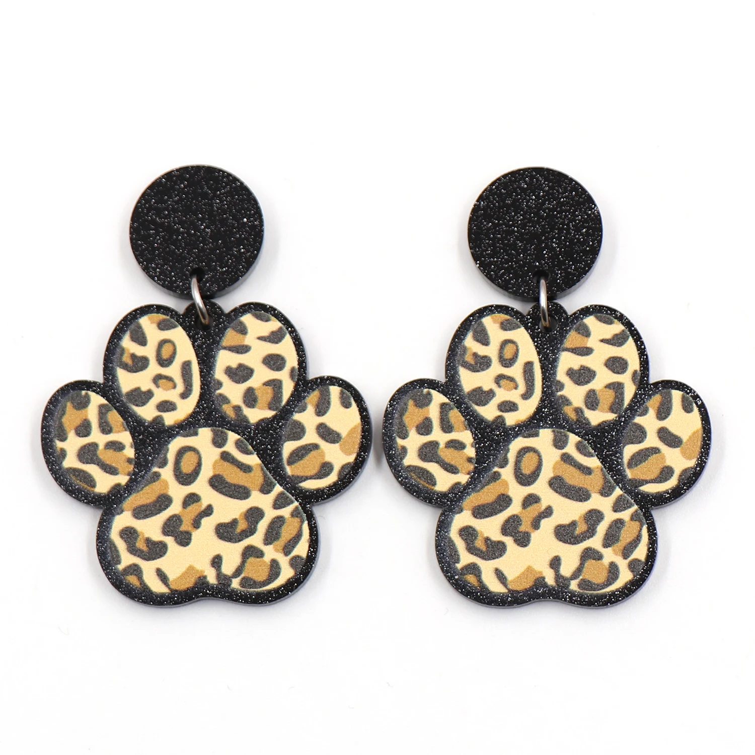 1pair New product CN Drop Leopard print dog paw TRENDY Acrylic stainless steel earrings Jewelry for women