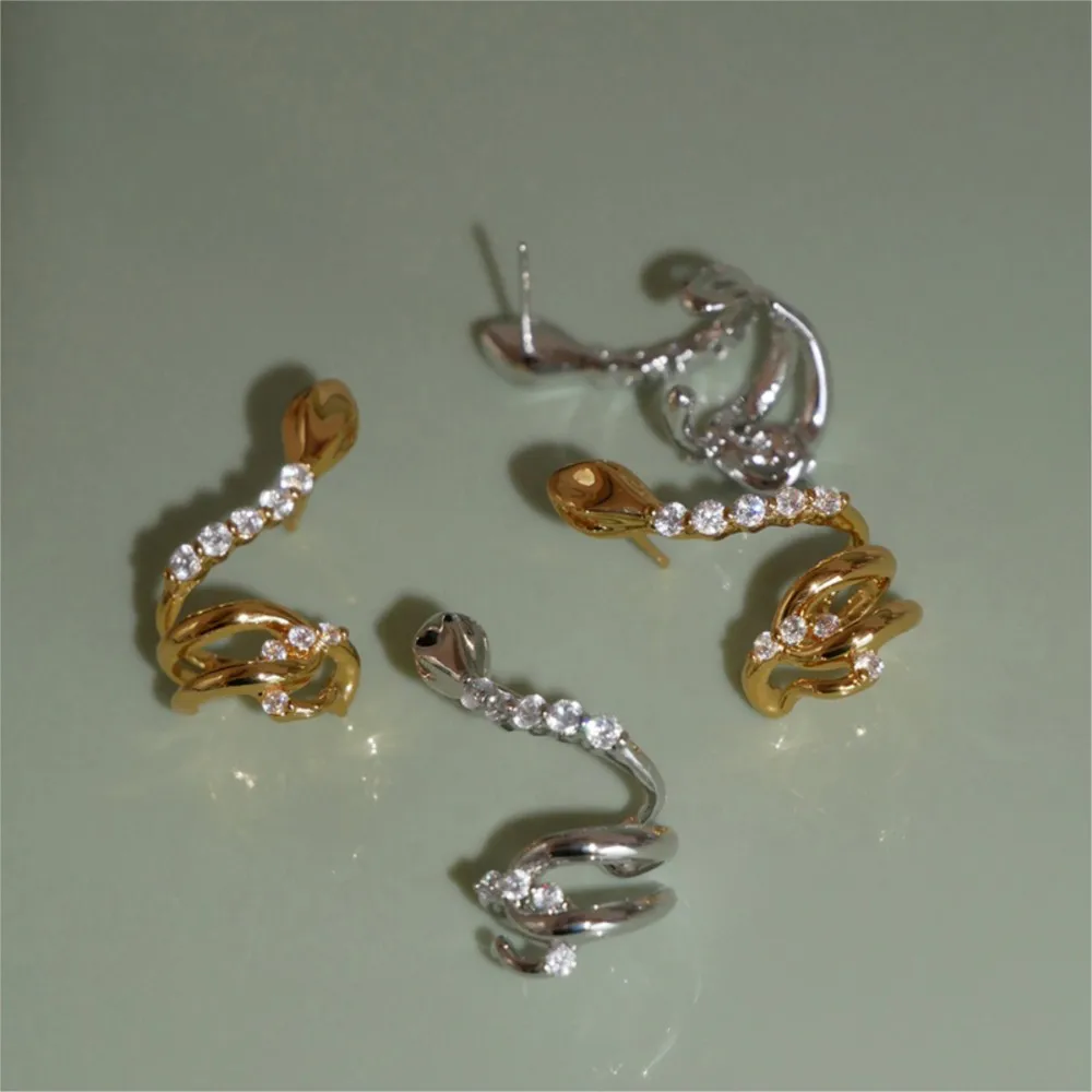 1pc Y2K Ins Style Snake Ear Cuff Earrings For Women Trendy Silver Color Zirconia Ear Clip Piercing Jewelry Unique Accessories 3