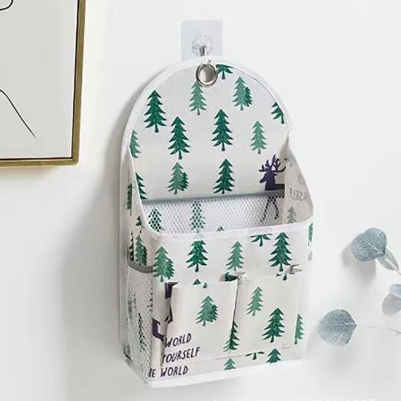 Fabric Hanging Storage Bag for Dormitory Wall Mounted Wall Door Bags Dual-Pocket Side Mesh Organizer Book Magazine Phone Holder 2