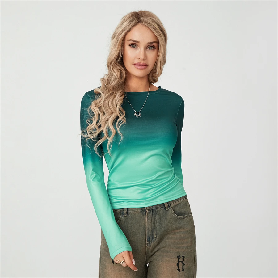 Camisetas básicas de Color liso para mujer, camisetas informales de manga larga, jerséis ajustados para otoño y primaver