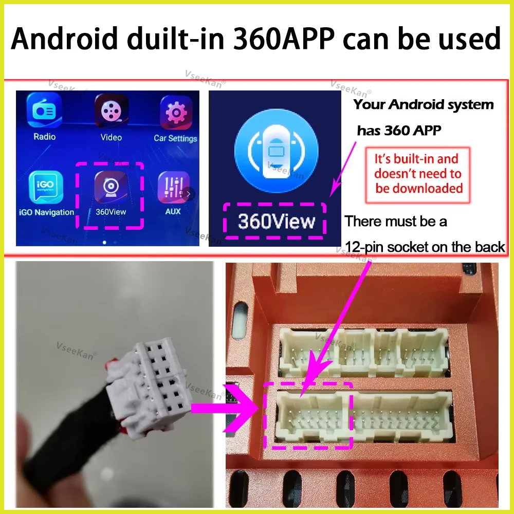 Android için 360° 3D AHD SONY 1080P Kamera - Kırmızı