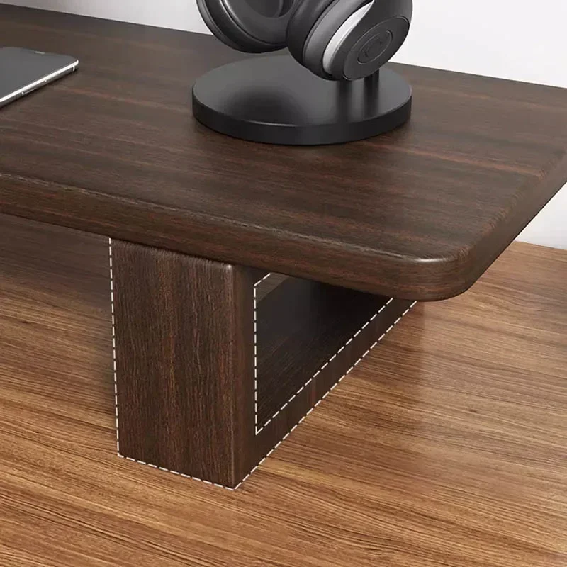 Nordic Simple Walnut Color Computer Monitor Raised Shelf Screen Support Stand Office Laptop Cooling Storage Holders Solid Wood