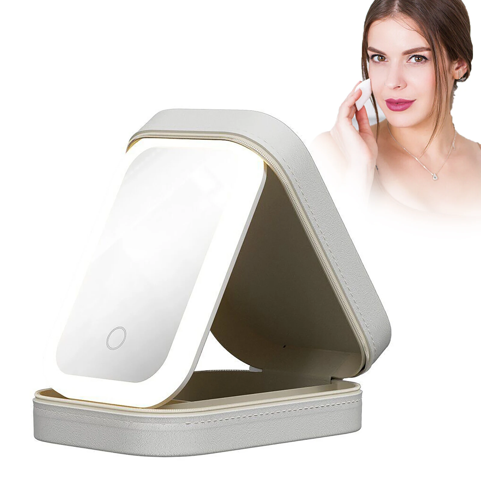 

Косметичка на молнии со светодиодным зеркалом, водонепроницаемая прочная сумка на молнии, дорожная косметичка для женщин и девушек, косметичка, Органайзер