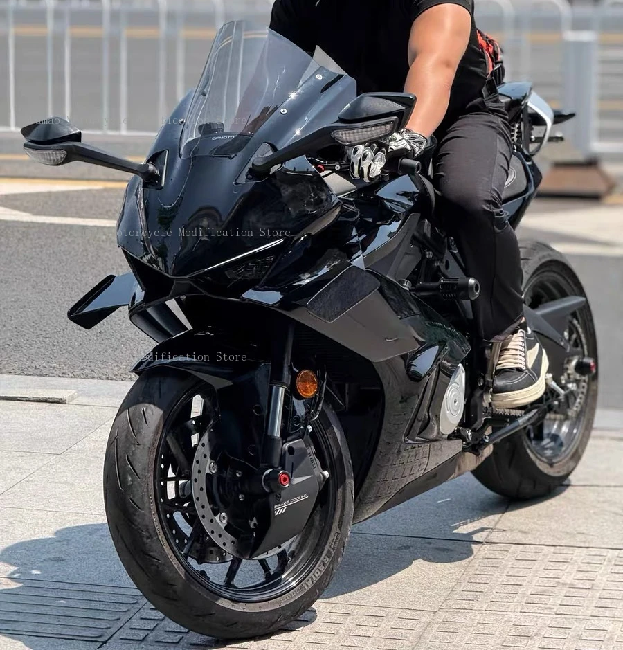 CFMOTO 675SR SS 개조 블랙 나이트 윈드쉴드, 디플렉터, 사이드 윙, 에어 디퓨저, 립, 리어 혼, 바디 키트, 포스트 카발 크레스트