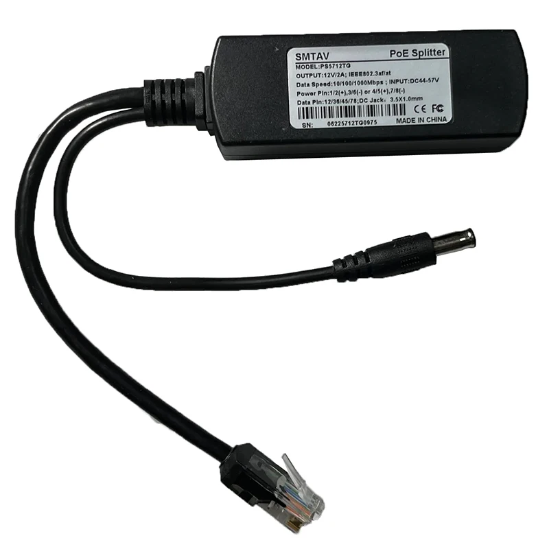 SMTAV Gigabit PoE Splitter DC12V 2A Outputs For Video Conference Camera PV Camera