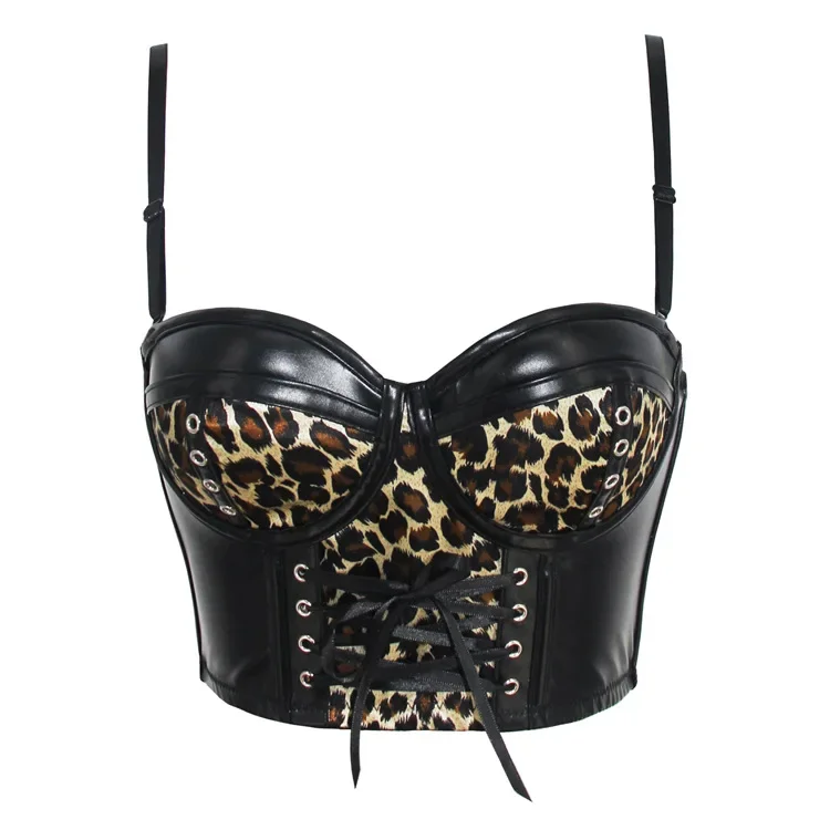 faux leather bustier crop top