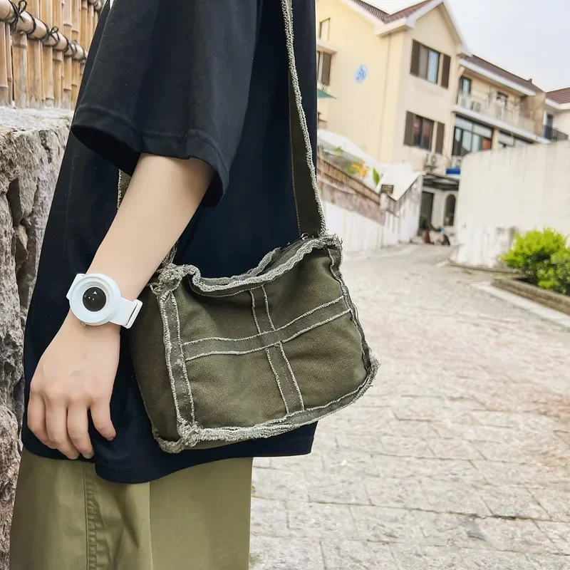 

Canvas Women Little Shoulder Bag Female Thick Cloth Small Messenger Bag Retro Vintage Crossbody Bags Cute Zipper Purse For Girls