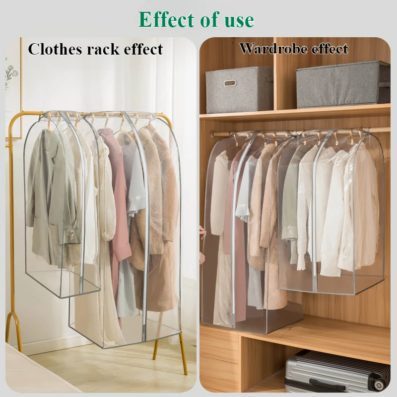Clothes Dust Cover Bedroom Closet Hanging Floor Transparent Household Coat Dust Cover Garment Rack Cover Storage Organizer 4
