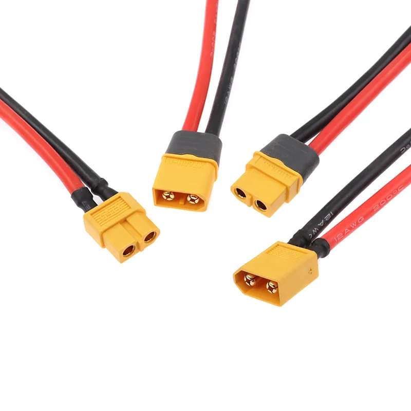 Connecteurs XT60 et XT30 sur câbles 12AWG et 18AWG, idéaux pour batteries LiPo de drones et voitures RC.
