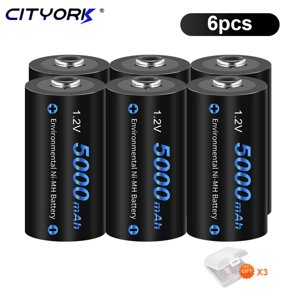 replacement batteries CITYORK battery C 5000mAh 1.2V C size rechargeable battery R14 C Cell rechargeable batteries C r14 battery for Radio Flashlight lithium button batteries Batteries