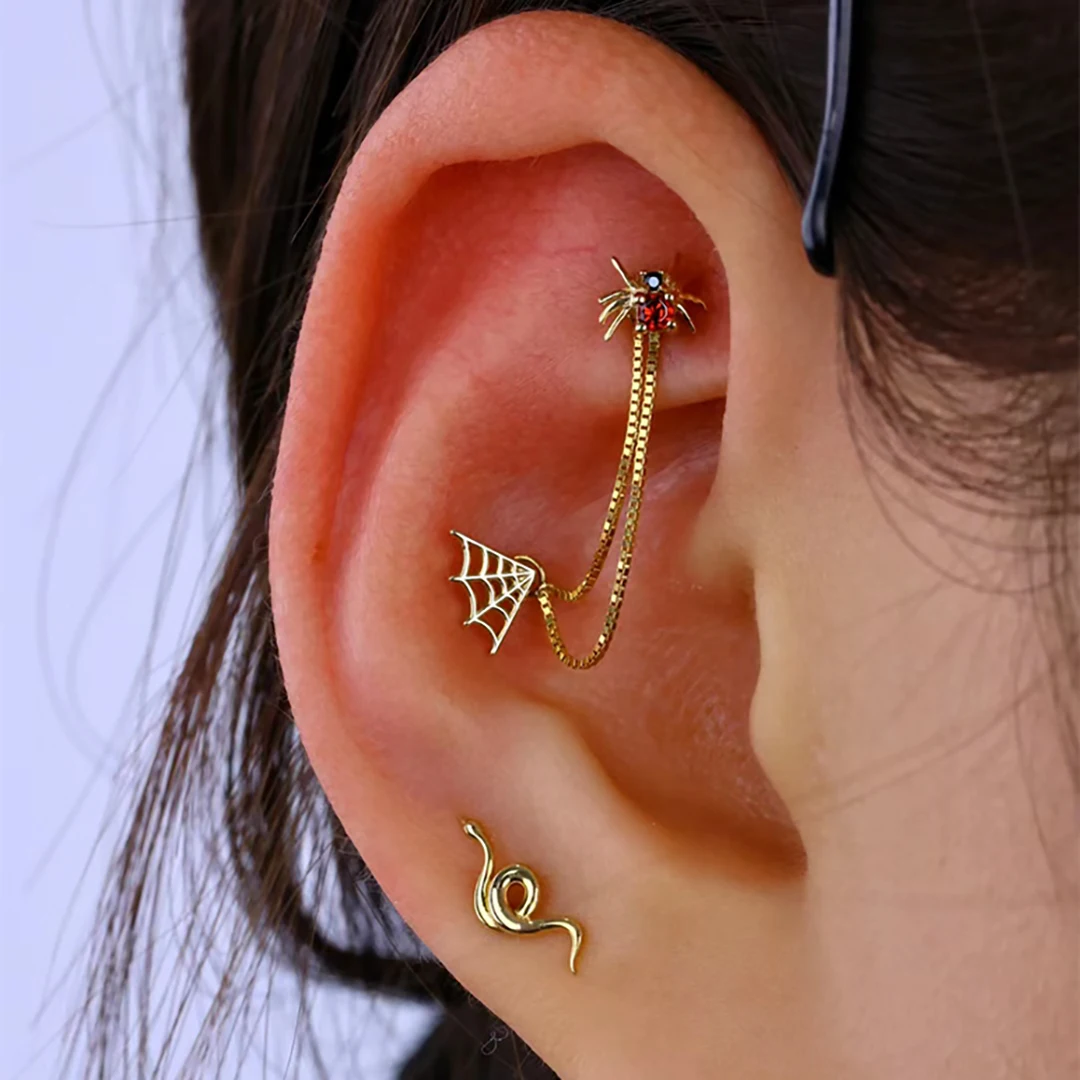 Custom Size Cuban Link Chain Real 14k Solid Gold Body Piercing Dangle Chain In The Ear Nose And Bridge