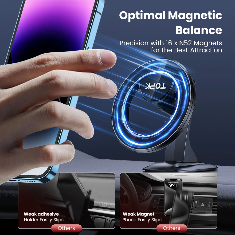 for MagSafe Car Phone Holder Strong Magnet Enhanced Adhesion Resistant to High &