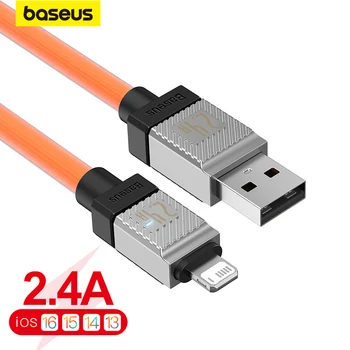 Baseus 아이폰 14 13 12 11 프로 맥스용 USB 케이블 고속 충전 코드, 아이패드 아이폰 X XR XS 8 7 USB 충전기, 데이터 코어 와이어, 2.4A