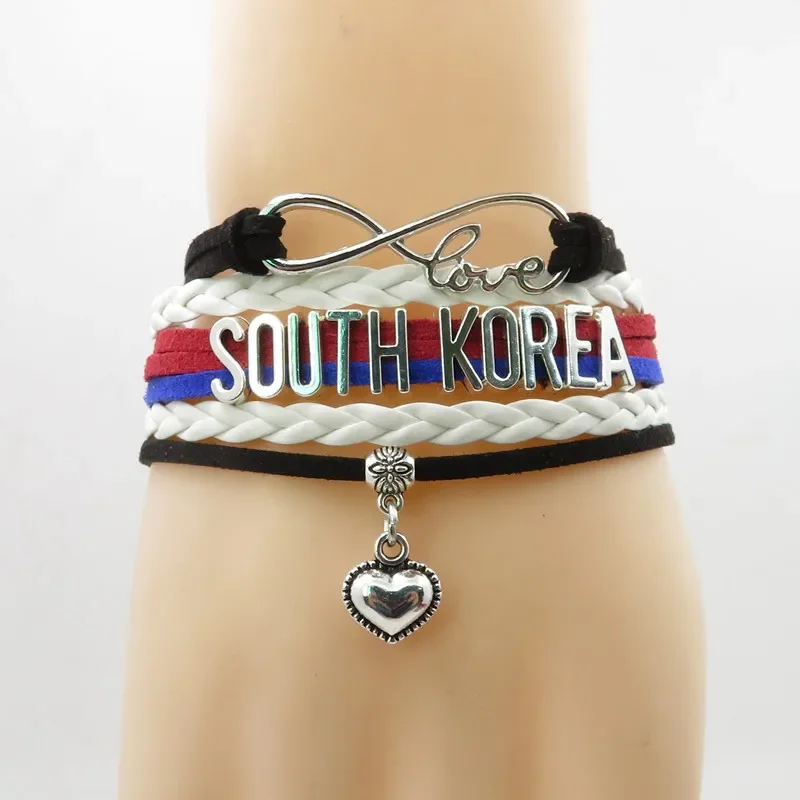한국 국기 팔찌 매력 Paracord 팔찌 & Bangles 여성과 남성을위한 보석 선물을 사용자 정의