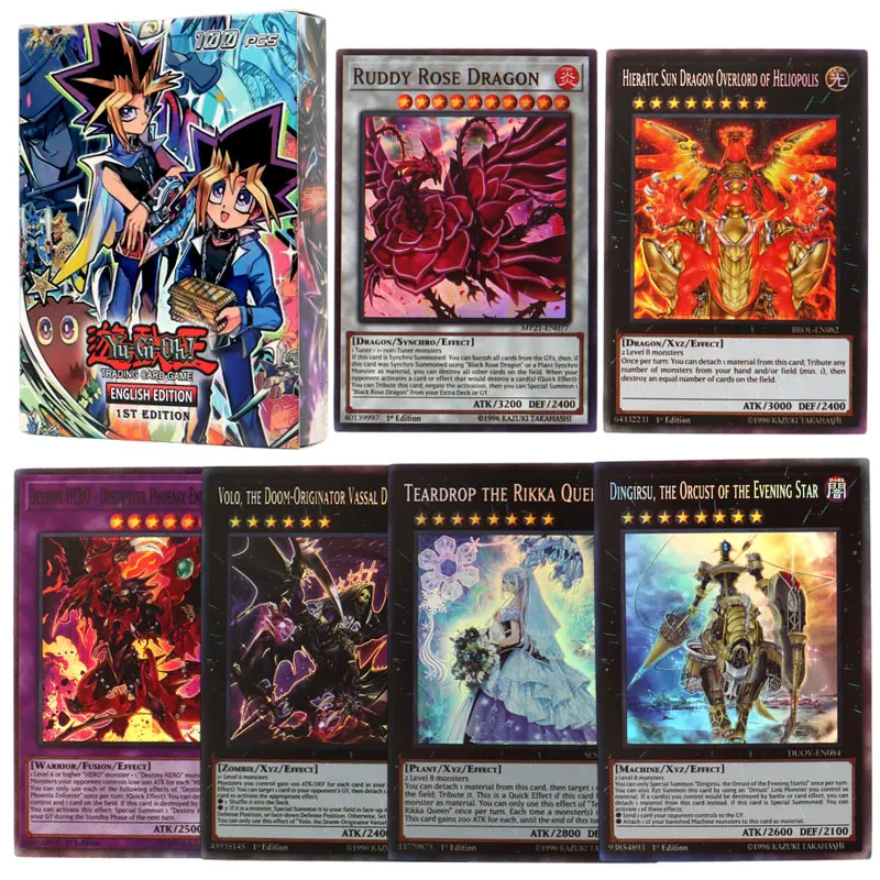 100Pcs No Repeat Holographic Yugioh Card in English YU GI OH Master Duel  Competitive Deck Trading Card Game Shiny Collection