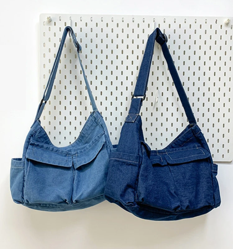 Women Denim bag Korean version of literary shoulder bag handbag retro large capacity Messenger women crossbody