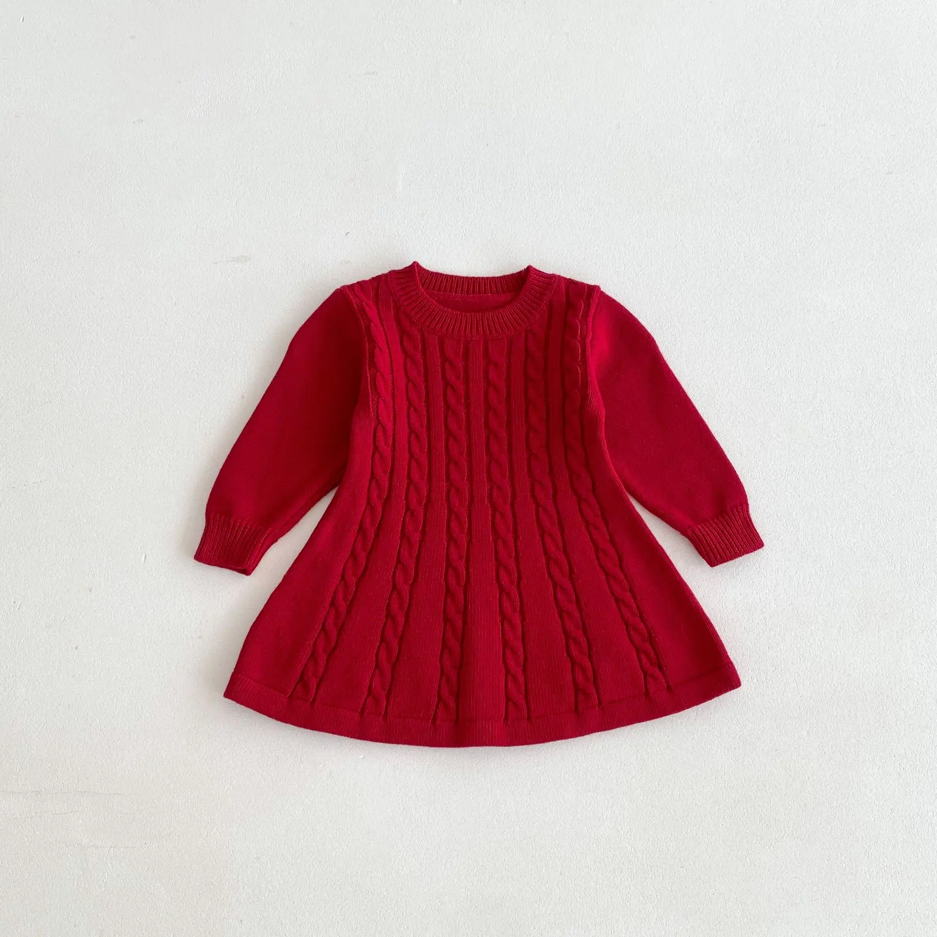 Die neue koreanische Version des langärmeligen Strickkleides für Mädchen, Frühlings- und Herbst-Strickkleid mit Kapuze für Kinder, Kleid für Kleinkinder. – Detail 11
